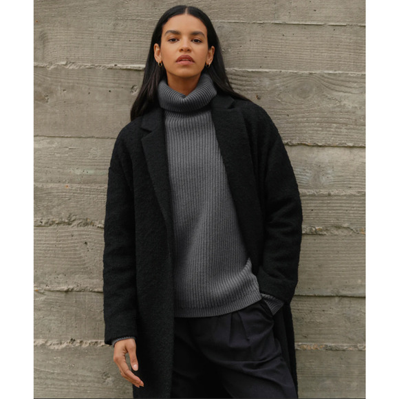 Jenni Kayne Storm Grey Cashmere Cable Knit Turtle Neck Sweater Jumper XS - Picture 2 of 7